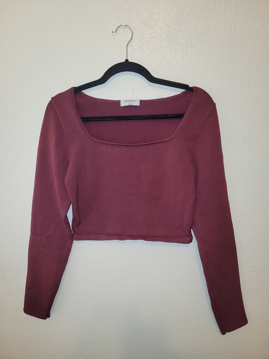 Babaton Tops - Babaton Contour Square Neck Long Sleeve Crop Top Mauve Pink Size Large